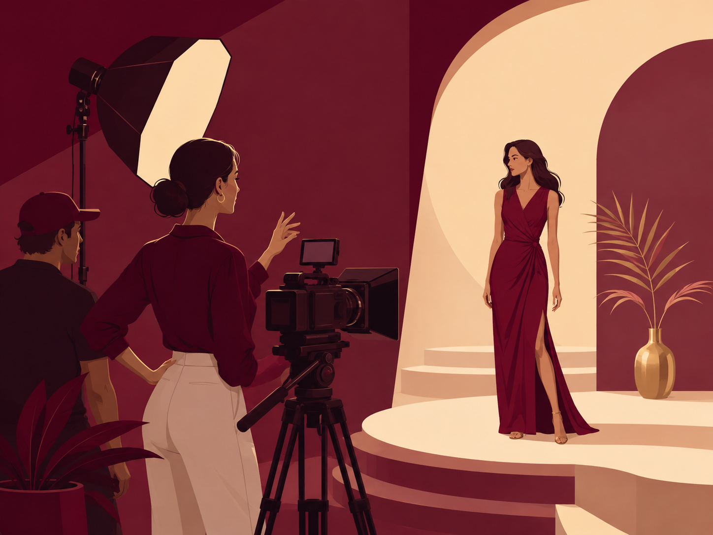 Kurumsal tanıtım filmi prodüksiyon seti illüstrasyonu